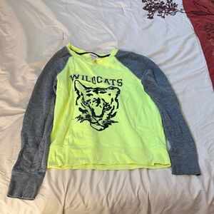 Mossimo Supply Co. Neon Yellow and Gray Wildcats Long Sleeve Tee